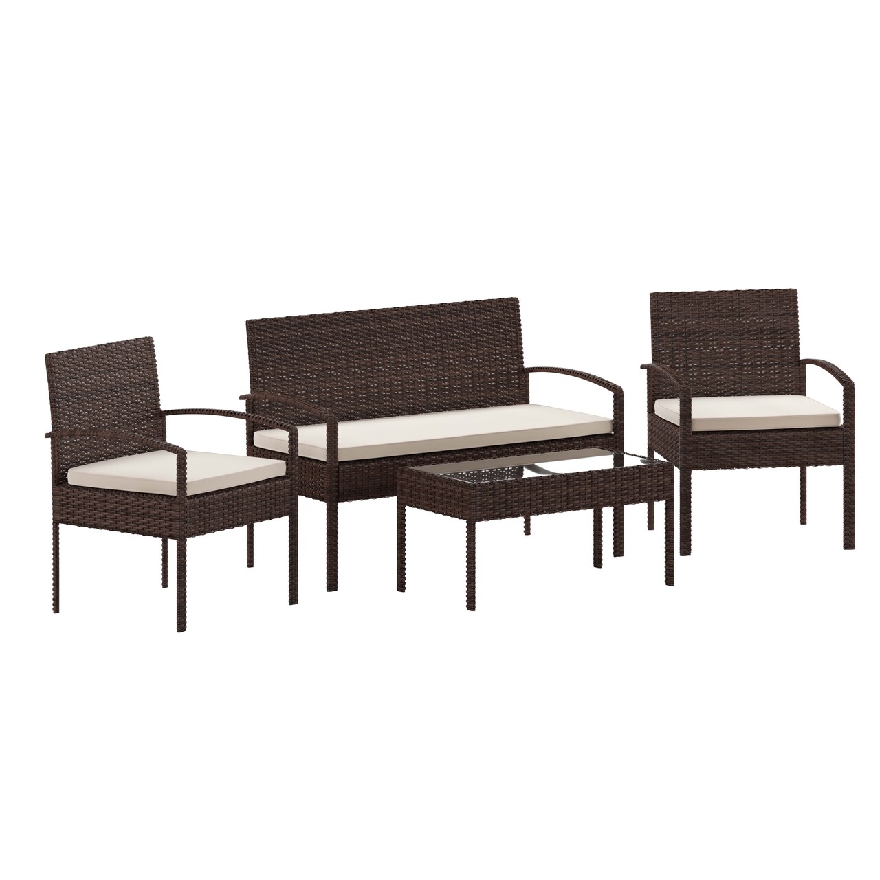 Emma and Oliver 4 Piece Patio Set with Steel Frame and Cushions - Outdoor Seating